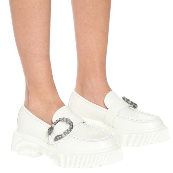 Gucci Dionysus White Leather Loafers Size 41 - Picture 1 of 12
